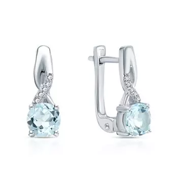 Серебряные серьги с фианитами и топазами природными