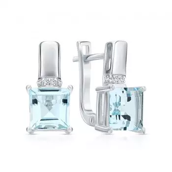 Серебряные серьги с фианитами и топазами природными