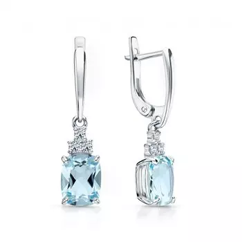 Серебряные серьги с фианитами и топазами природными