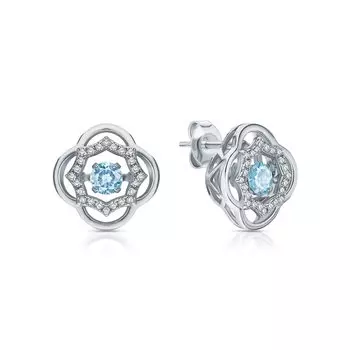 Серебряные серьги с фианитами и топазами природными