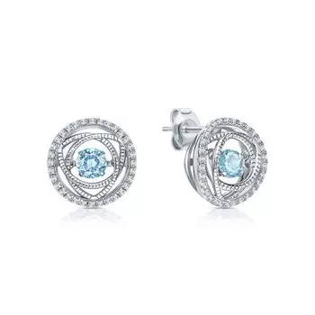 Серебряные серьги с фианитами и топазами природными