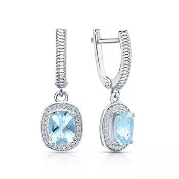 Серебряные серьги с фианитами и топазами природными