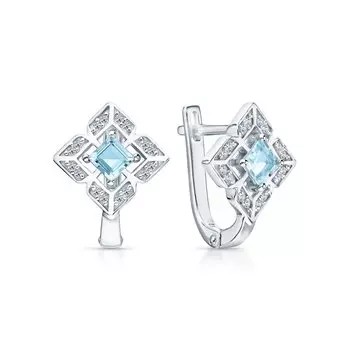 Серебряные серьги с фианитами и топазами природными