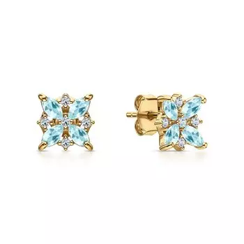 Серебряные серьги с фианитами и топазами природными