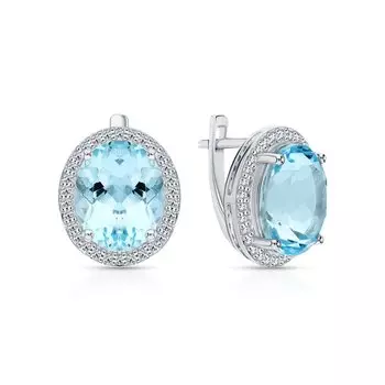 Серебряные серьги с фианитами и топазами природными