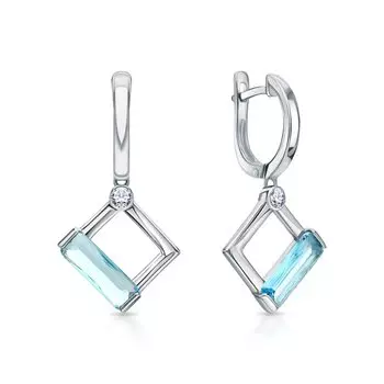 Серебряные серьги с фианитами и ювелирными кристаллами