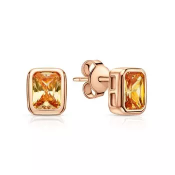 Серебряные серьги с фианитами шампанями