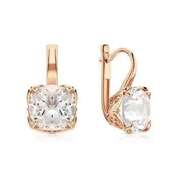 Серебряные серьги с горными хрусталями природными