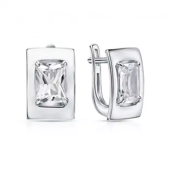 Серебряные серьги с горными хрусталями природными