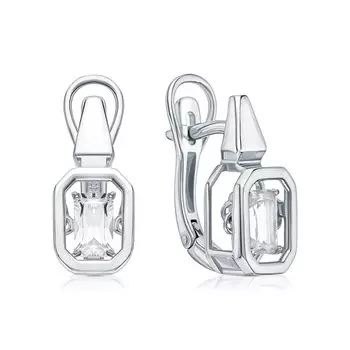 Серебряные серьги с горными хрусталями природными