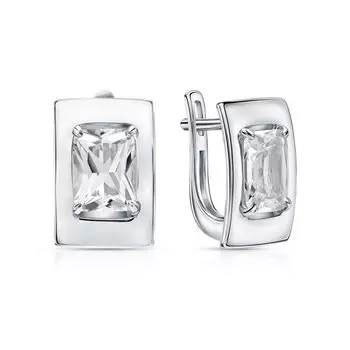 Серебряные серьги с горными хрусталями природными