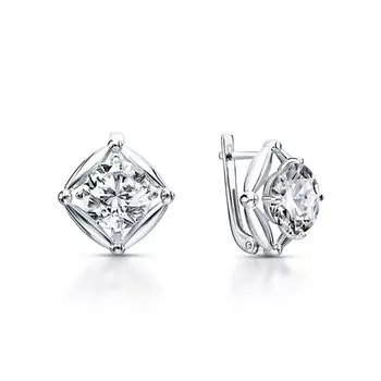 Серебряные серьги с горными хрусталями природными