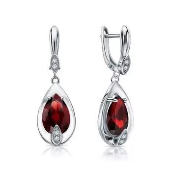 Серебряные серьги с гранатами и фианитами