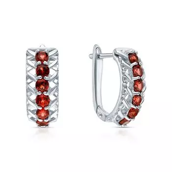Серебряные серьги с гранатами природными