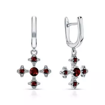 Серебряные серьги с гранатами природными