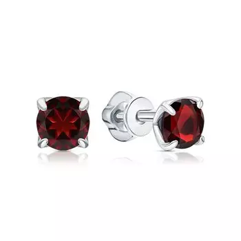 Серебряные серьги с гранатами природными