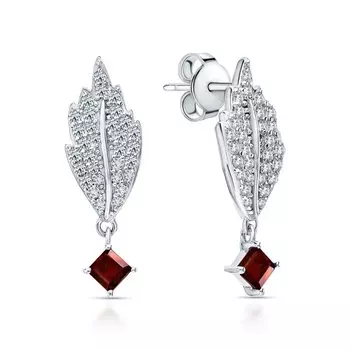 Серебряные серьги с гранатом и фианитами