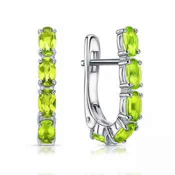 Серебряные серьги с хризолитами природными