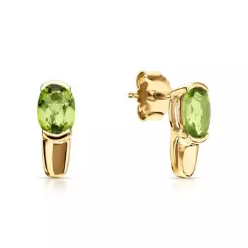 Серебряные серьги с хризолитами природными