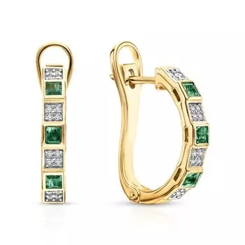 Серебряные серьги с изумрудами и фианитами