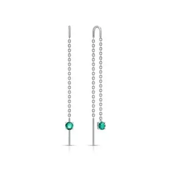 Серебряные серьги с изумрудами природными