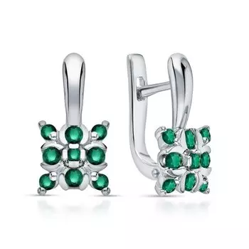 Серебряные серьги с изумрудами природными
