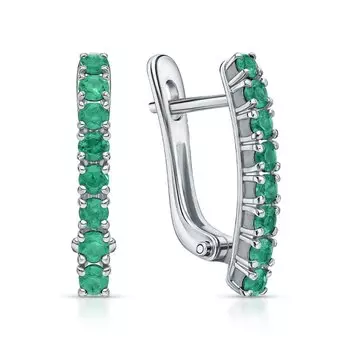 Серебряные серьги с изумрудами природными