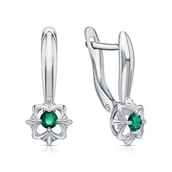 Серебряные серьги с изумрудами природными