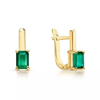 Серебряные серьги с изумрудами природными