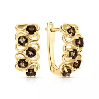 Серебряные серьги с кварцами дымчатыми природными