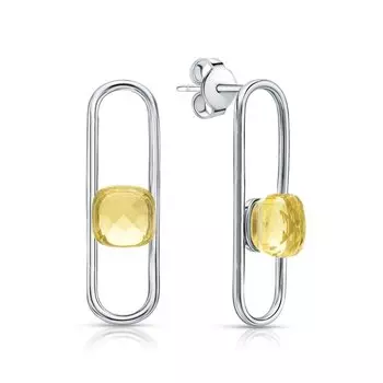 Серебряные серьги с кварцем природным