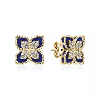 Серебряные серьги с лазуритом и фианитами