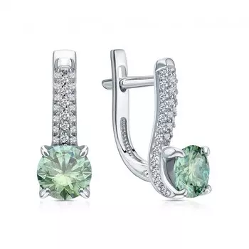 Серебряные серьги с муассанитами и фианитами