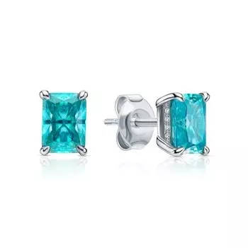 Серебряные серьги с муассанитами параиба