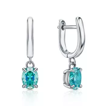 Серебряные серьги с муассанитами параиба