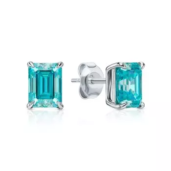 Серебряные серьги с муассанитами параиба