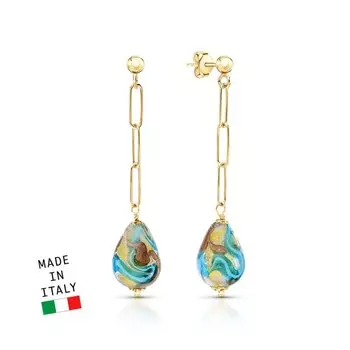 Серебряные серьги с муранским стеклом