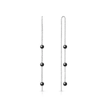 Серебряные серьги с ониксом природным