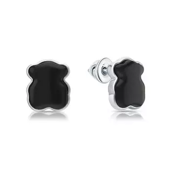 Серебряные серьги с ониксом природным