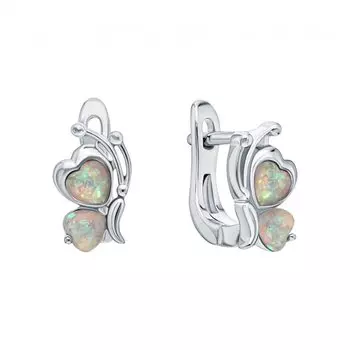 Серебряные серьги с опалами синтетическими