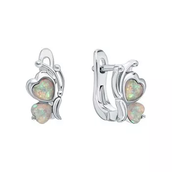 Серебряные серьги с опалами синтетическими