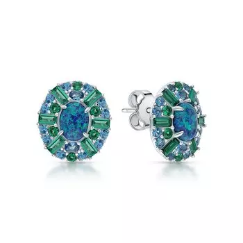 Серебряные серьги с опалами синтетическими и алпанитами