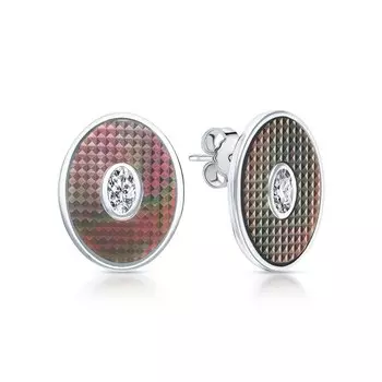 Серебряные серьги с перламутром и фианитами