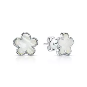 Серебряные серьги с перламутром природным