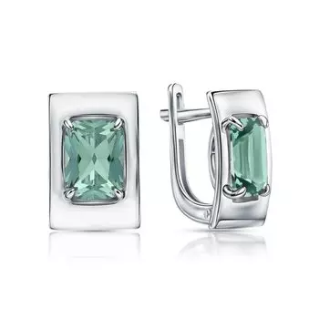 Серебряные серьги с празиолит имитациями