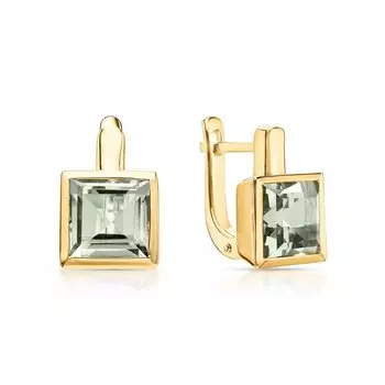 Серебряные серьги с празиолит природными