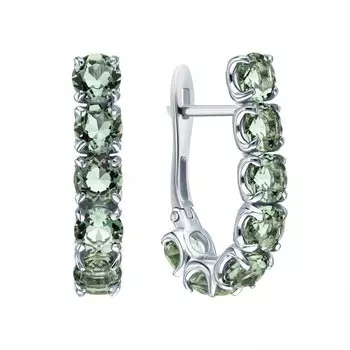 Серебряные серьги с празиолитами