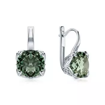 Серебряные серьги с празиолитами природными