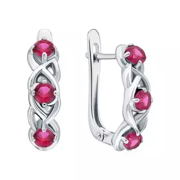 Серебряные серьги с природными рубинами