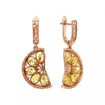 Серебряные серьги с янтарем природным